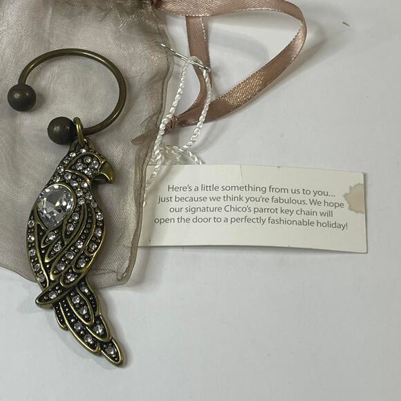 Chico's parrot key ring burnished gold tone accessory jewelry tags attached - Picture 8 of 10